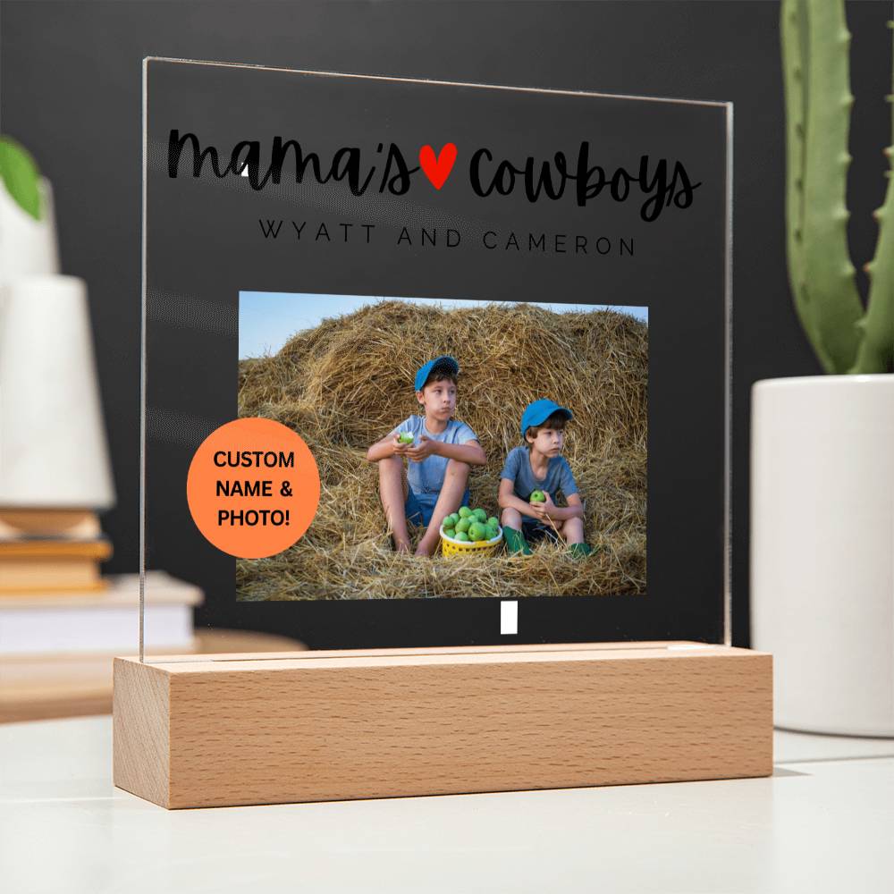 27 Acrylic Square Plaque Mamas Cowboys