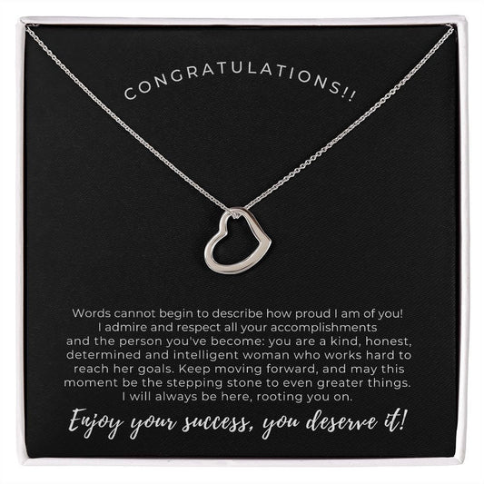 Congratulations on your achievements - Delicate Heart Necklace