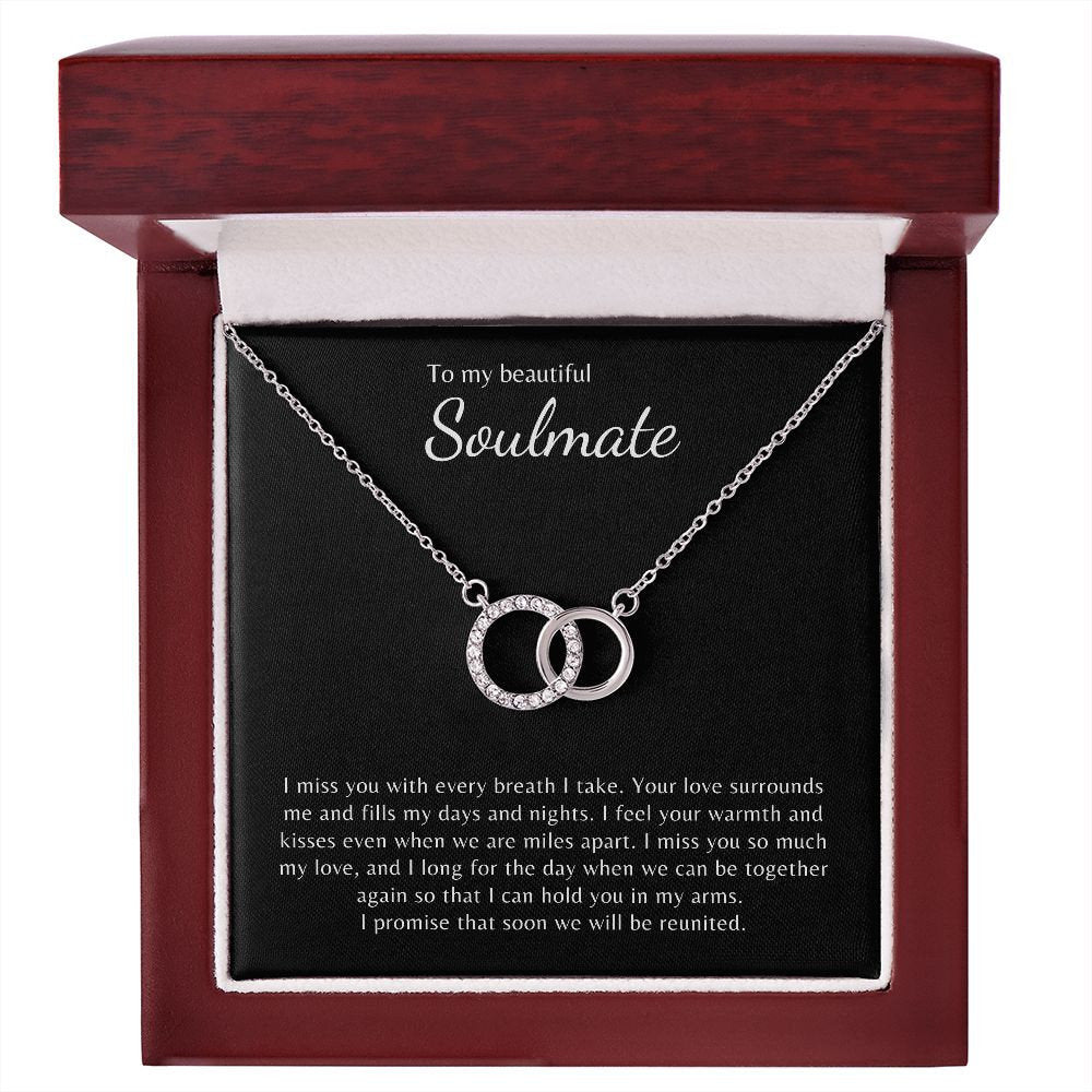 To my beautiful Soulmate I miss you with every breath I take, perfect pair necklace, BB