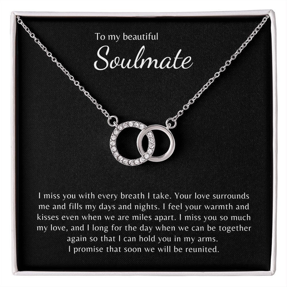 To my beautiful Soulmate I miss you with every breath I take, perfect pair necklace, BB